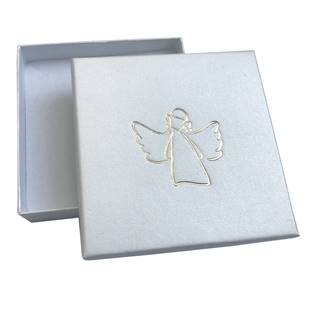 Krémová dárková krabička na soupravu, zlatý anděl