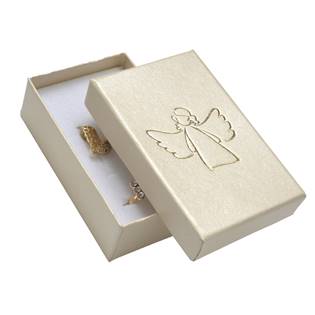 Krémová dárková krabička na soupravu, zlatý anděl