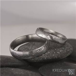 KS1001 Pánský snubní prsten Damasteel Prima