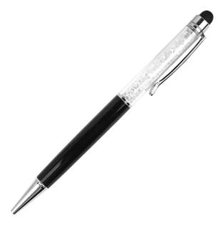Kuličkové pero/stylus, barva černá/bílé kameny