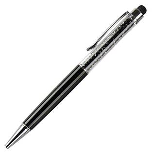 Kuličkové pero/stylus, barva černá/černé kameny