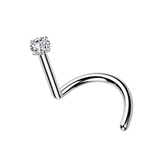 Luxusní piercing do nosu Moissanit 0.03ct (2mm), TITAN