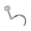 Titanový piercing do nosu s moissanity