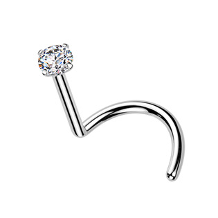 Luxusní piercing do nosu s Moissanit 0.06ct (2,5mm), TITAN