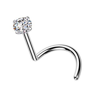 Luxusní piercing do nosu s Moissanit 0.11ct (3mm), TITAN