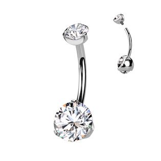 Luxusní piercing do pupíku s Moissanity 1.05ct, TITAN