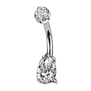 Luxusní piercing do pupíku s Moissanity 1.25ct, TITAN