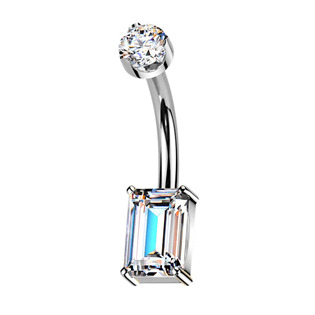 Luxusní piercing do pupíku s Moissanity 1.25ct, TITAN