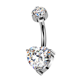 Luxusní piercing do pupíku s Moissanity 2.50ct, TITAN