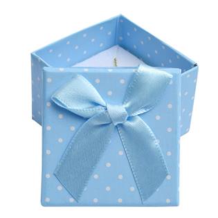 Malá dárková krabička na prsten modrá - bílé puntíky