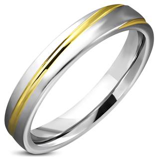 Matný ocelový prsten zlacený, šíře 4 mm, vel. 52
