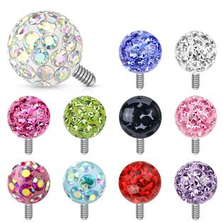 Microdermal - ozdobná část kulička se zirkony, 4 mm
