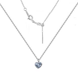 Minimalistický stříbrný náhrdelník se srdcem Crystals from Swarovski® Denim Blue