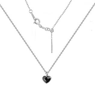 Minimalistický stříbrný náhrdelník se srdcem Crystals from Swarovski® Jet Black