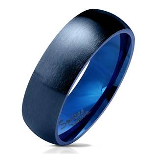 Modrý ocelový prsten, šíře 6 mm