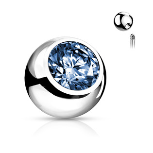 Náhradní kulička s kamínkem 1,2 x 3 mm, barva světle modrá