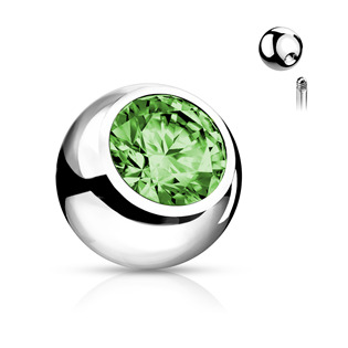 Náhradní kulička s kamínkem 1,2 x 4 mm, barva světle zelená