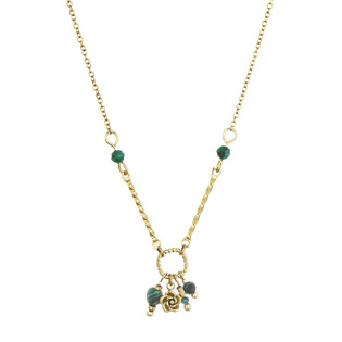 Náhrdelník ocelový s africkým malachitem