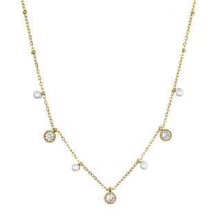 Náhrdelník ocelový s perličkami