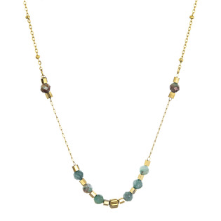 Náhrdelník ocelový se zeleným achátem