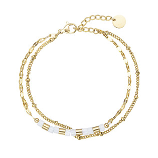 Náramek ocelový s bílým jadeitem