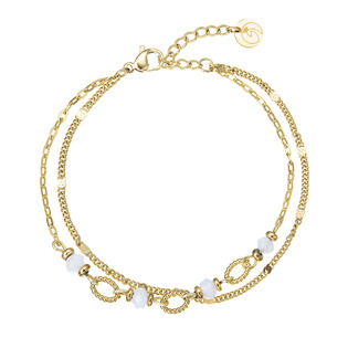 Náramek ocelový s bílým jadeitem