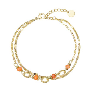 Náramek ocelový s červeným achátem