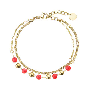 Náramek ocelový s červeným achátem