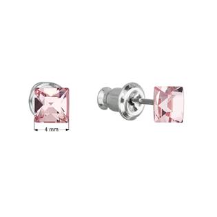 Náušnice bižuterie se Swarovski krystaly růžová čtverec  light rose