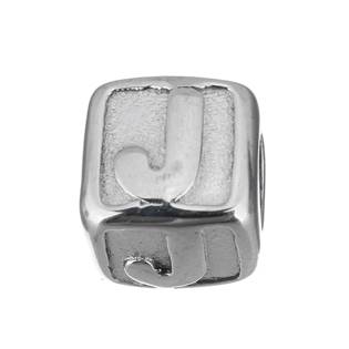 Navlékací ocelový přívěšek korálek - písmeno "J"