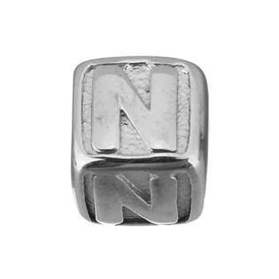 Navlékací ocelový přívěšek korálek - písmeno "N"