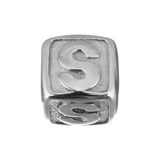 Navlékací ocelový přívěšek korálek - písmeno "S"