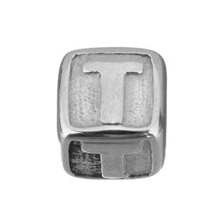 Navlékací ocelový přívěšek korálek - písmeno "T"