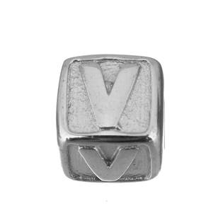 Navlékací ocelový přívěšek korálek - písmeno "V"