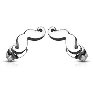 Ocelové náušnice - knír mustache