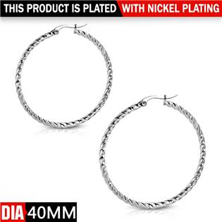 Ocelové náušnice - kruhy 40 mm