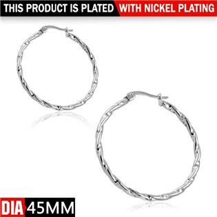Ocelové náušnice - kruhy kroucené 45 mm