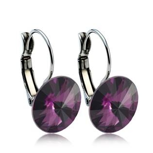 Ocelové náušnice s krystaly Swarovski® 12 mm, AMETHYST