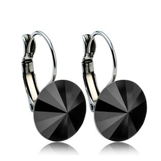 Ocelové náušnice s krystaly Swarovski® 12 mm, BLACK JET