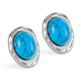 Ocelové náušnice s tyrkysovými kameny