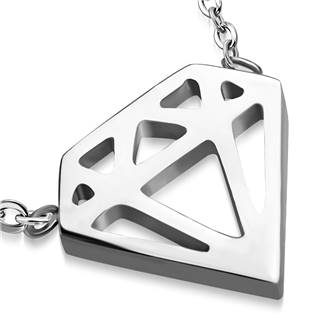 Ocelový náhrdelník - diamant