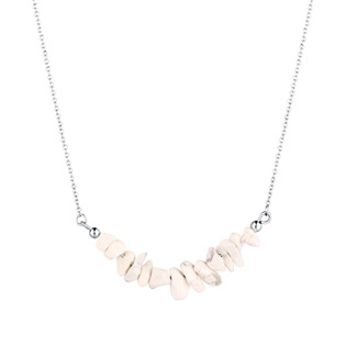 Ocelový náhrdelník s kamenem bílý howlit