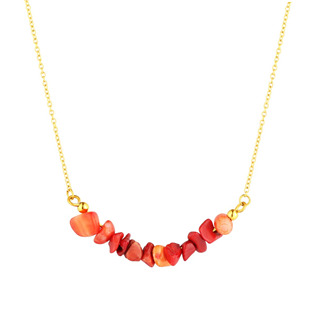 Ocelový náhrdelník s kamenem korál