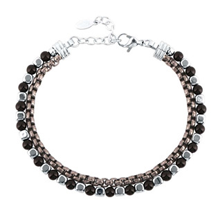 Ocelový náramek s achátem a hematitem