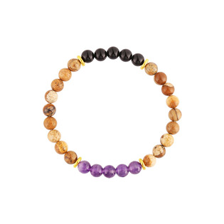 Ocelový náramek s minerálními kameny achát, jaspis, ametyst