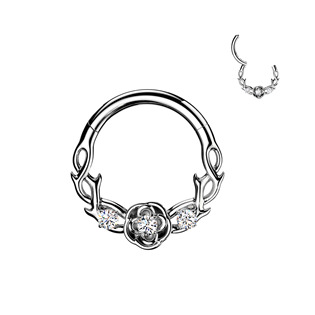 Ocelový piercing - segment kruh s kytičkami