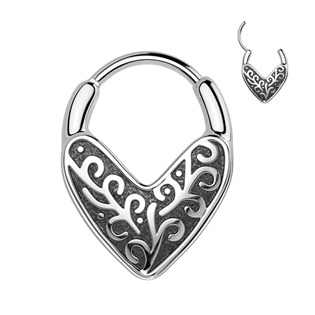 Ocelový piercing - segment kruh s ornamenty