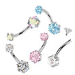 Ocelový piercing do pupíku nerezová ocel 316L se zirkony