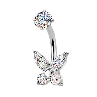 Ocelový piercing do pupíku motýlek