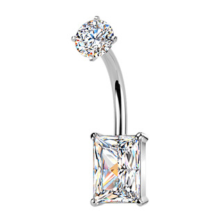 Ocelový piercing do pupíku obdélník